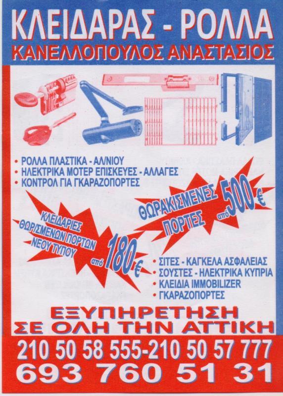 ΚΛΕΙΔΑΡΑΣ ΚΛΕΙΔΙΑ ΑΣΦΑΛΕΙΑΣ ΠΕΡΙΣΤΕΡΙ ΑΤΤΙΚΗ ΚΑΝΕΛΛΟΠΟΥΛΟΣ ΑΝΑΣΤΑΣΙΟΣ